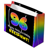 96e verjaardag: kleurrijke regenboog # 96, aangepa groot cadeauzakje (Voorkant Gekanteld)