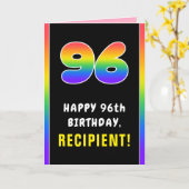 96e verjaardag: kleurrijke regenboog # 96, aangepa kaart (Gele Bloem)