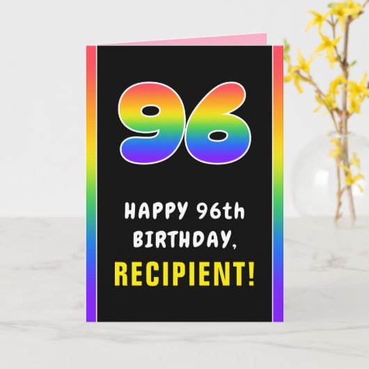 96e verjaardag: kleurrijke regenboog # 96, aangepa kaart (Gele Bloem)