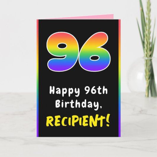 96e verjaardag: kleurrijke regenboog # 96, aangepa kaart (Voorkant)