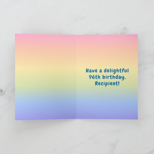 96e verjaardag: kleurrijke regenboog # 96, aangepa kaart (Binnen)