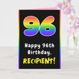 96e verjaardag: kleurrijke regenboog # 96, aangepa kaart
