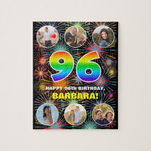 96e Verjaardag: Leuk regenboog #, Aangepaste naam Legpuzzel (Verticaal)