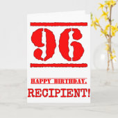 96e verjaardag: Leuk, rood rubberen stempel geïnsp Kaart (Gele Bloem)