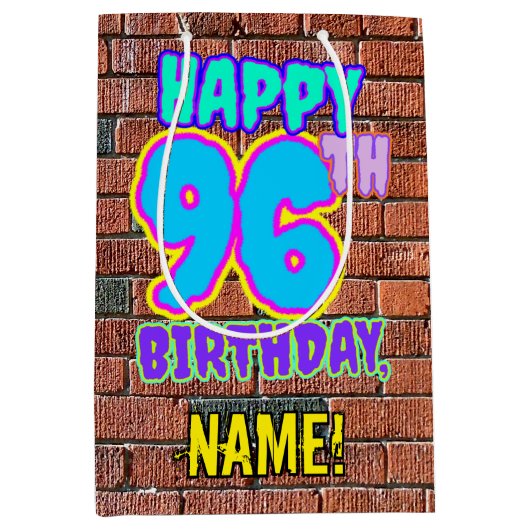 96e verjaardag: Leuk, Urban Graffiti geïnspireerd Medium Cadeauzakje (Voorkant)