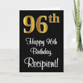 96e verjaardag ~ Luxurieuze Faux Gold-look # Kaart (Voorkant)
