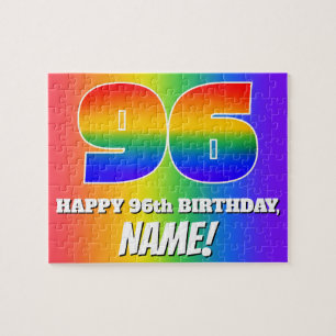 96e verjaardag — Meerkleurig regenboogpatroon "96" Legpuzzel