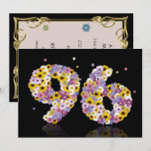 96e verjaardag, met bloembranen kaart (Voorkant / Achterkant)