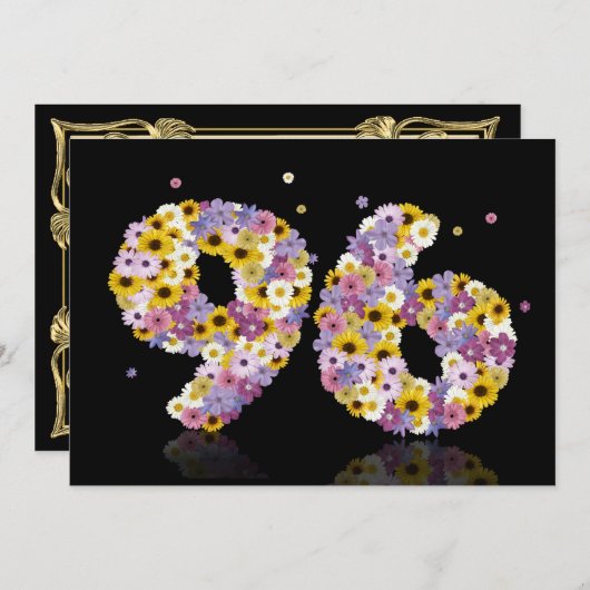 96e verjaardag, met bloembranen kaart (Voorkant / Achterkant)