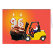 96e verjaardag met perskoeken, kaarsen en vorkheft (Voorkant Horizontaal)