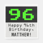 96e verjaardag - Nerdy / Geeky Style "96" & naam Servet (Voorkant)