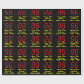 96e verjaardag: Red Digital Clock Style "96" + naa Cadeaupapier (Vlak)