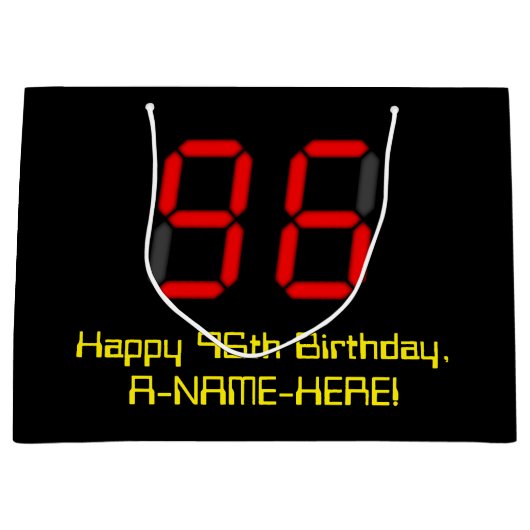 96e verjaardag: Red Digital Clock Style "96" + naa Groot Cadeauzakje (Voorkant)