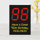 96e verjaardag: Red Digital Clock Style "96" + naa Kaart (Gele Bloem)