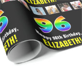 96e verjaardag: Regenboog "96"; Aangepaste Foto's  Cadeaupapier (Rol Hoek)