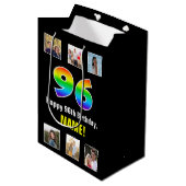 96e verjaardag: Regenboog "96", aangepaste foto's  Medium Cadeauzakje (Voorkant Gekanteld)