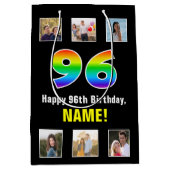 96e verjaardag: Regenboog "96", aangepaste foto's  Medium Cadeauzakje (Voorkant)