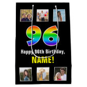 96e verjaardag: Regenboog "96", aangepaste foto's  Medium Cadeauzakje (Achterkant)