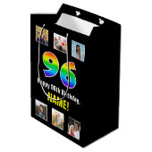 96e verjaardag: Regenboog "96", aangepaste foto's  Medium Cadeauzakje (Achterkant Gekanteld)