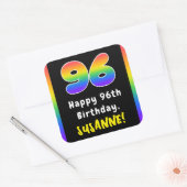96e verjaardag: Regenboogspectrum # 96, Aangepaste Vierkante Sticker (Envelop)