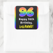 96e verjaardag: Regenboogspectrum # 96, Aangepaste Vierkante Sticker (Tas)