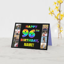 96e Verjaardag: Regenboogtekst, aangepaste foto's 