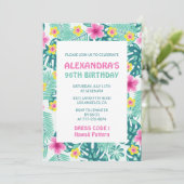 96e verjaardag uitnodigingen Hibiscus Hawaii Flora (Staand voorkant)