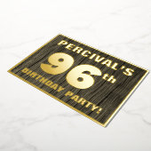 96e verjaardag: Vet, Faux-Hout-patroon Folie Uitnodiging (Gedraaid)