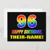 96e verjaardag: Vet, Vun, Eenvoudig, Regenboog 96 Briefkaart (Voorkant / Achterkant)