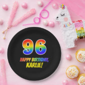 96e verjaardag: Vet, Vun, Eenvoudig, Regenboog 96 Papieren Bordje (Feest)