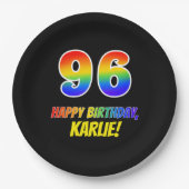 96e verjaardag: Vet, Vun, Eenvoudig, Regenboog 96 Papieren Bordje (Voorkant)
