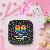 96e verjaardag: vun stars patroon en regenboog "96 papieren bordje (Feest)