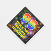96e verjaardag: Vuurwerk Fun Pattern + Regenboog 9 Servet (Hoek)