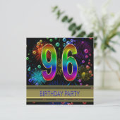 96e verjaardagsfeestje Uitnodiging met bubbels (Staand voorkant)