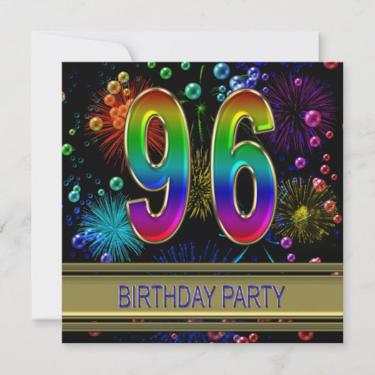 96e verjaardagsfeestje Uitnodiging met bubbels (Voorkant)