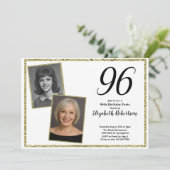 96ste aangepaste foto wit en goud kaart (Staand voorkant)