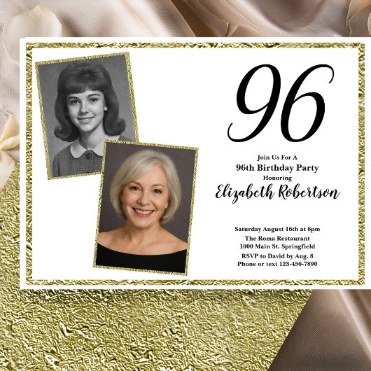 96ste aangepaste foto wit en goud kaart