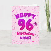 96ste Ballon Nummer Aangepaste Naam Verjaardagskaa Kaart (Voorkant)