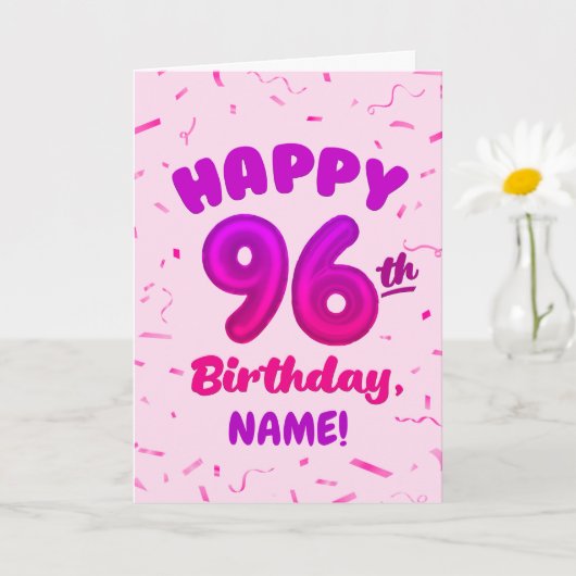 96ste Ballon Nummer Aangepaste Naam Verjaardagskaa Kaart (Kleine Plant)