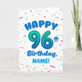 96ste Ballon Nummer Aangepaste Naam Verjaardagskaa Kaart (Voorkant)