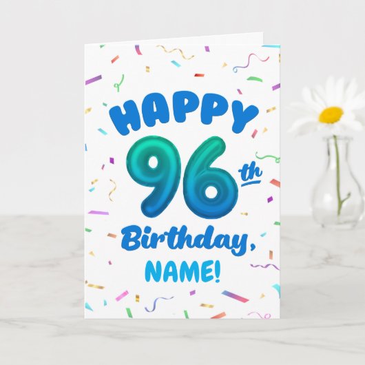 96ste Ballon Nummer Aangepaste Naam Verjaardagskaa Kaart (Kleine Plant)