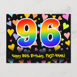 96ste verjaardag: Fun Hearts-patroon, Regenboog 96 Briefkaart
