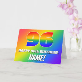 96ste verjaardag: Kleurrijk regenboogpatroon # 96 Kaart