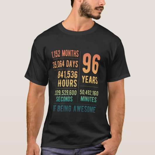 96ste verjaardag Mannen Vrouwen Grappig 96 jaar ou T-shirt (Voorkant)