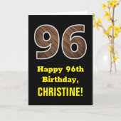 96ste verjaardag: Naam, Nep-houtnerfpatroon "96" Kaart (Gele Bloem)
