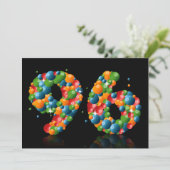 96ste verjaardagsfeest, met bubbels en ballen kaart (Staand voorkant)