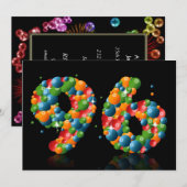 96ste verjaardagsfeest, met bubbels en ballen kaart (Voorkant / Achterkant)