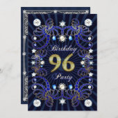 96ste verjaardagsfeest met juwelenmassa's kaart (Voorkant / Achterkant)