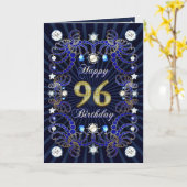 96ste verjaardagskaart met massa's van juwelen kaart (Gele Bloem)