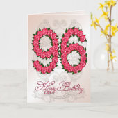 96ste verjaardagskaart met rozen en bladeren kaart (Gele Bloem)